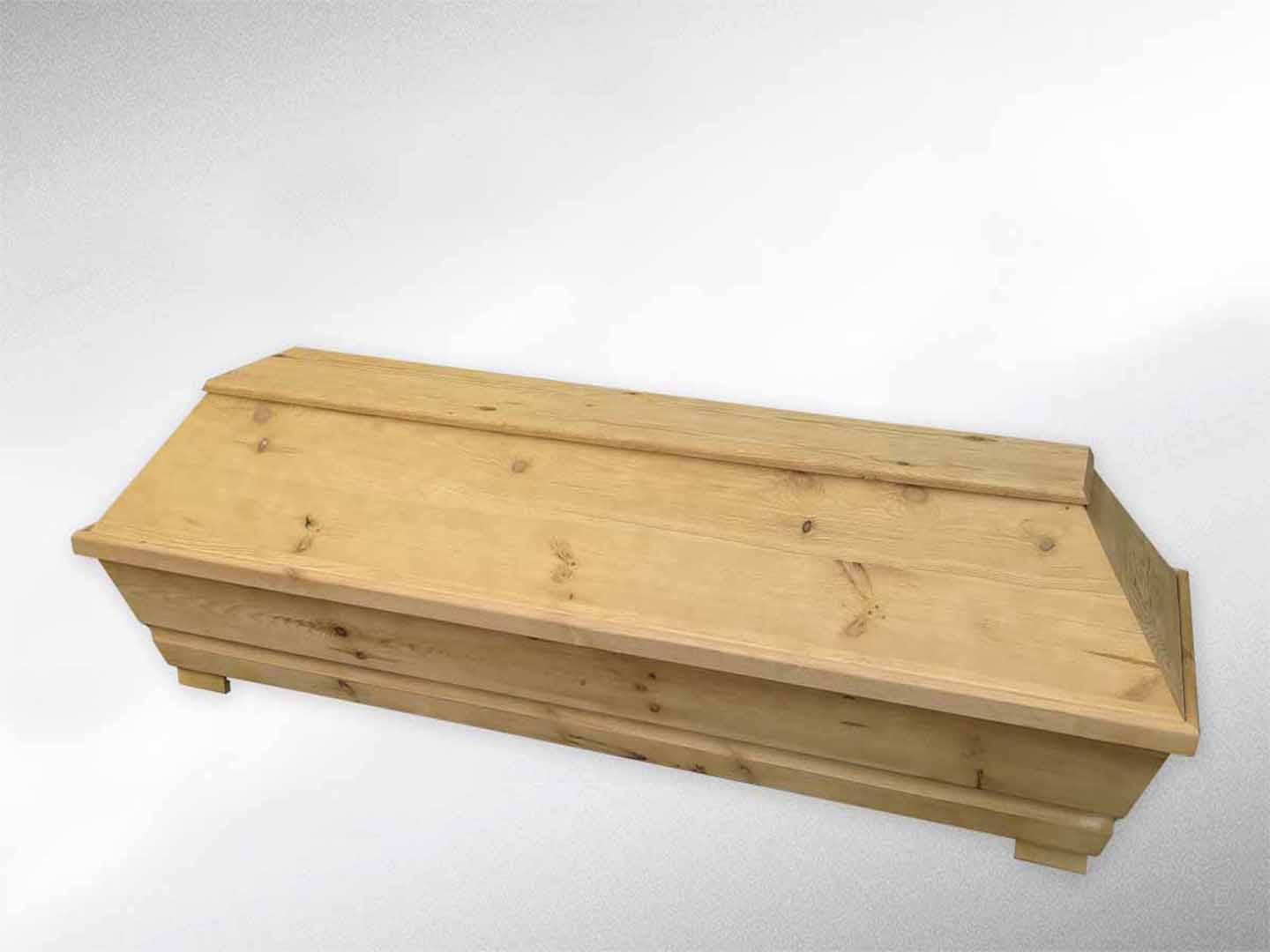Kremationssarg, XL 213 cm Farbe: gebeizt, nicht lackiert, astig „Deckel glatt“